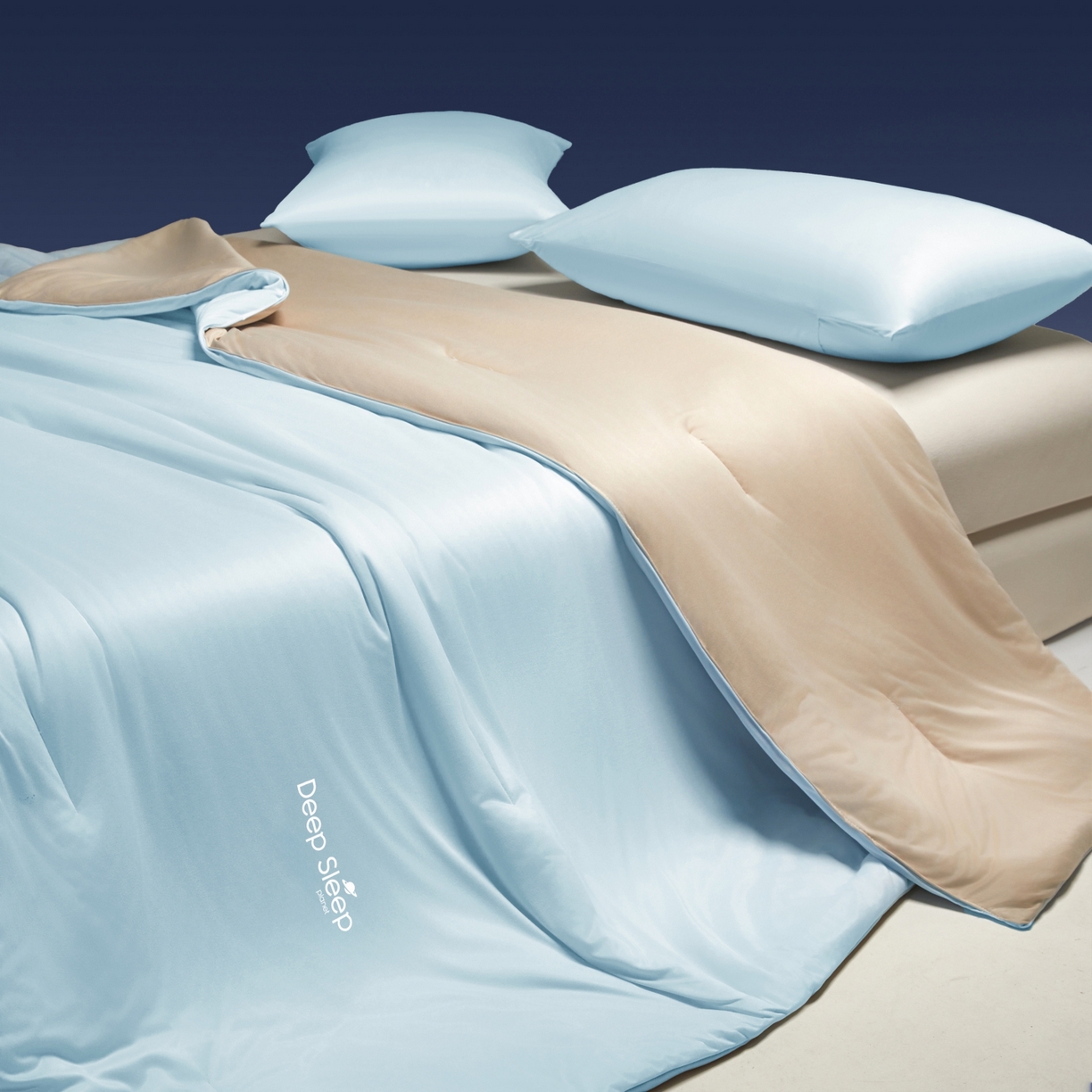 91家纺网 家纺一手货源 找家纺 老帅的工厂店 2026新款针织棉深睡控温夏被系列-系列二 水漾蓝 