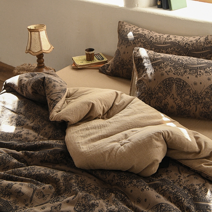 91家纺网 家纺一手货源 找家纺 （总）松色家居 2026新款全棉大豆冬被被子被芯-布拉格-咖