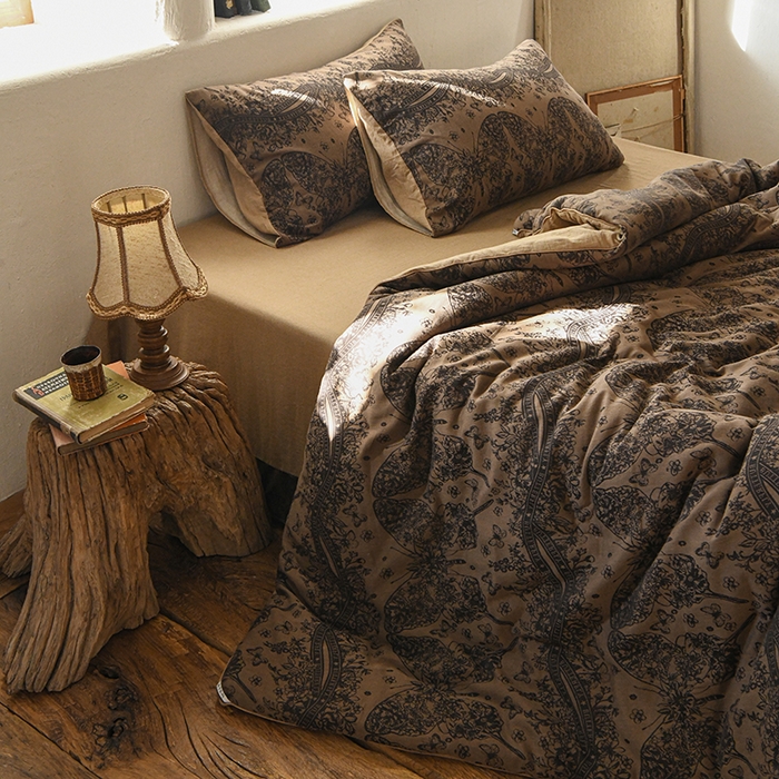 91家纺网 家纺一手货源 找家纺 （总）松色家居 2026新款全棉大豆冬被被子被芯-布拉格-咖