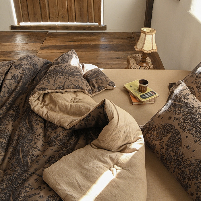 91家纺网 家纺一手货源 找家纺 （总）松色家居 2026新款全棉大豆冬被被子被芯-布拉格-咖