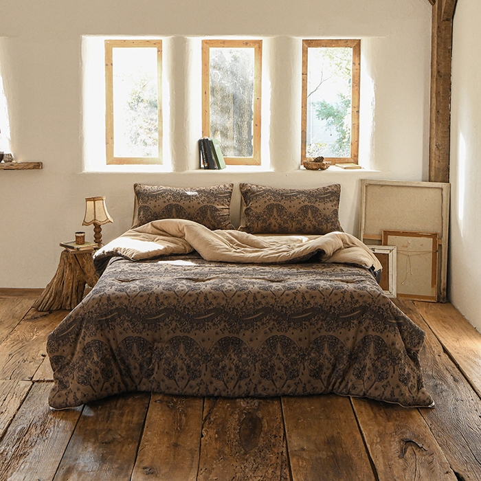 91家纺网 家纺一手货源 找家纺 （总）松色家居 2026新款全棉大豆冬被被子被芯-布拉格-咖