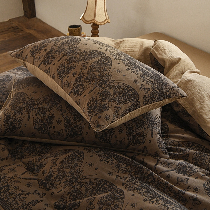 91家纺网 家纺一手货源 找家纺 （总）松色家居 2026新款全棉四件套-布拉格-咖