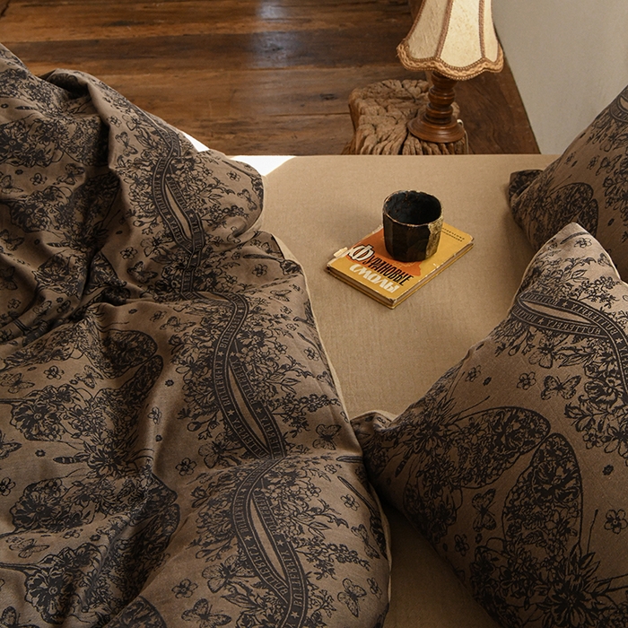 91家纺网 家纺一手货源 找家纺 （总）松色家居 2026新款全棉四件套-布拉格-咖