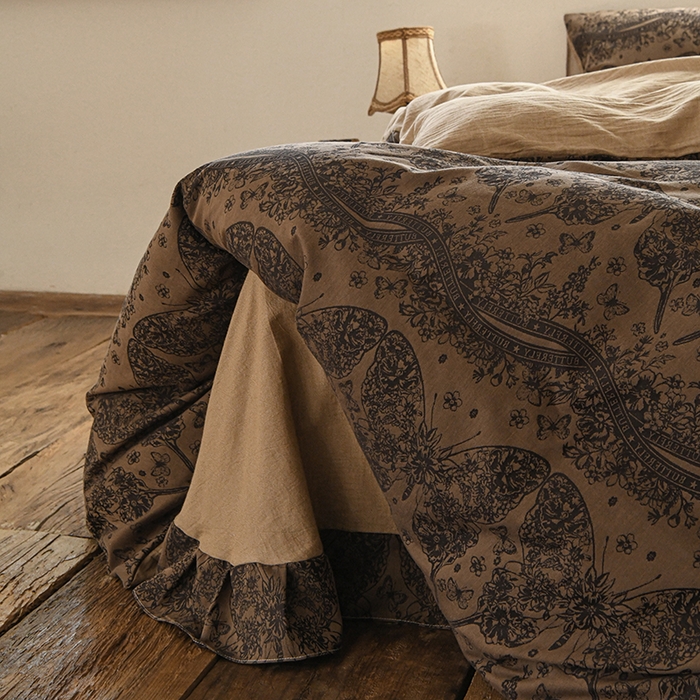 91家纺网 家纺一手货源 找家纺 （总）松色家居 2026新款全棉四件套-布拉格-咖