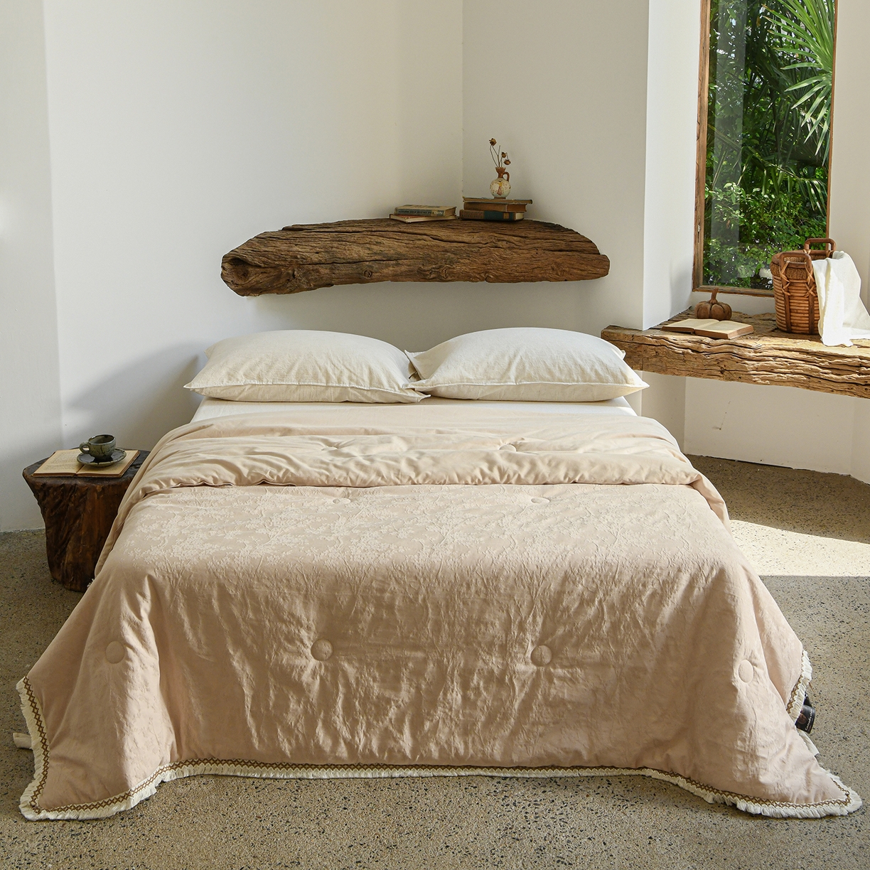 91家纺网 家纺一手货源 找家纺 （总）松色家居 2026新款全棉大豆春秋被被子被芯-落月消愁-香槟