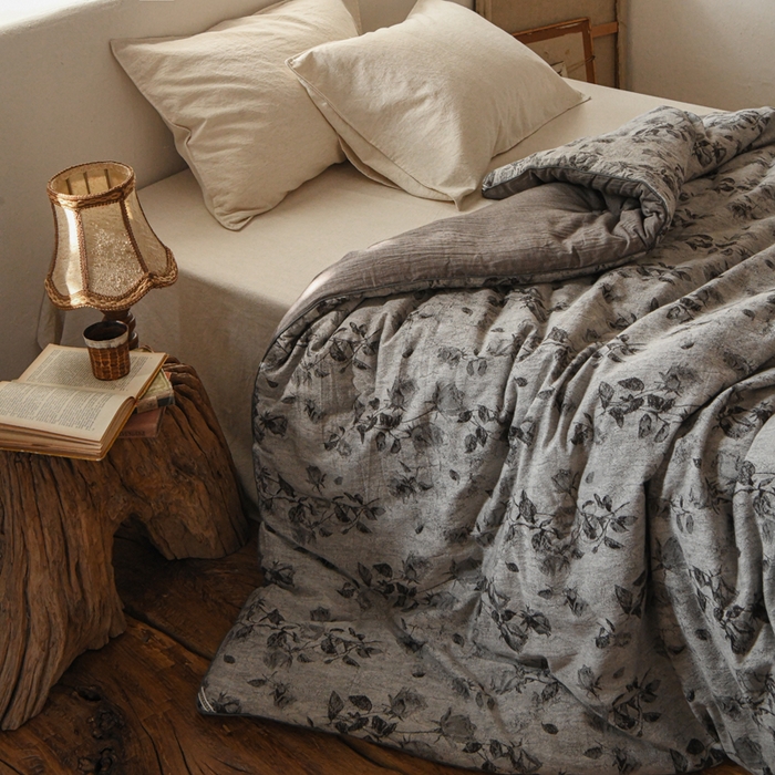 91家纺网 家纺一手货源 找家纺 （总）松色家居 2026新款棉麻水洗色织四件套被芯系列-禾里