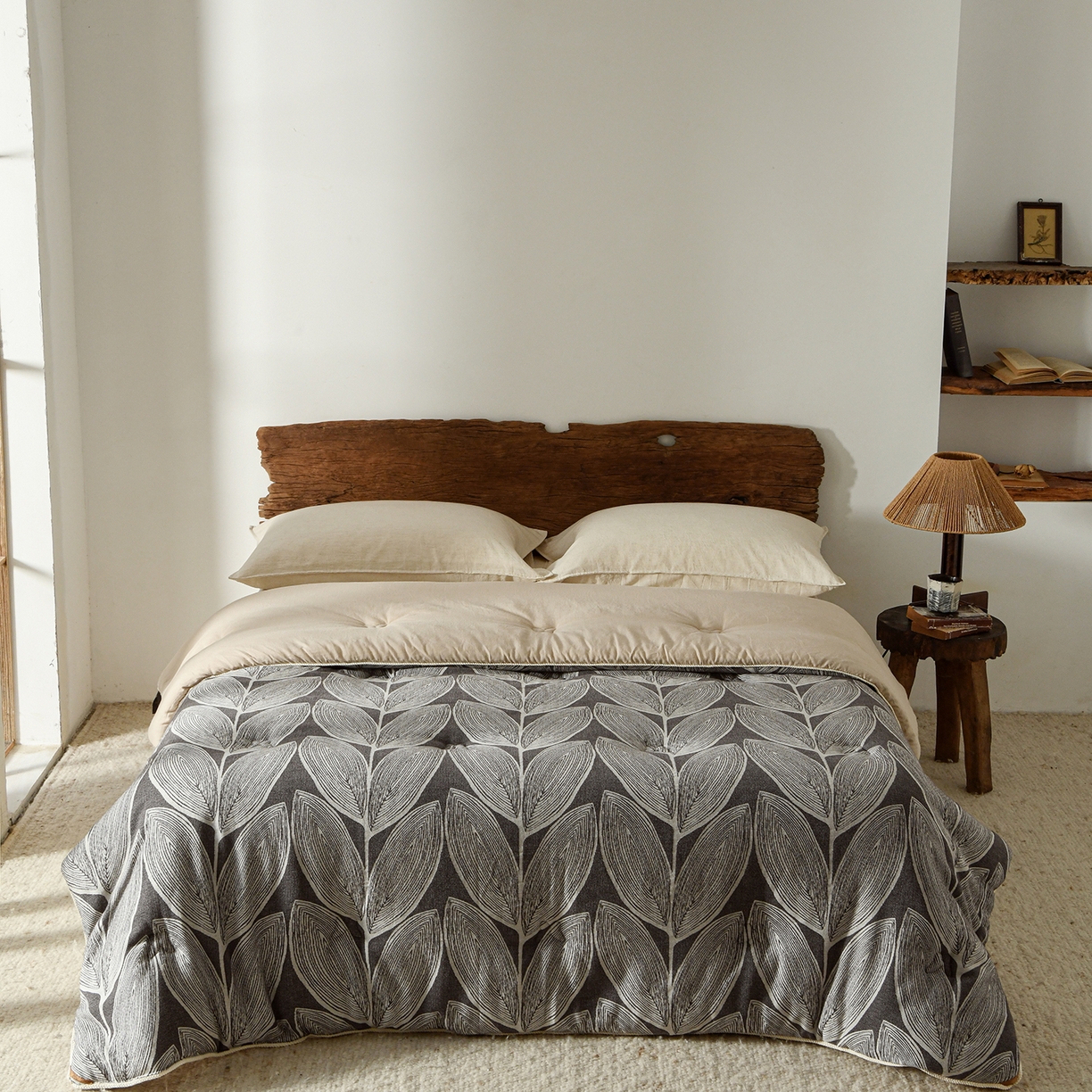 91家纺网 家纺一手货源 找家纺 （总）松色家居 2026新款棉麻水洗色织四件套被芯系列-禾里