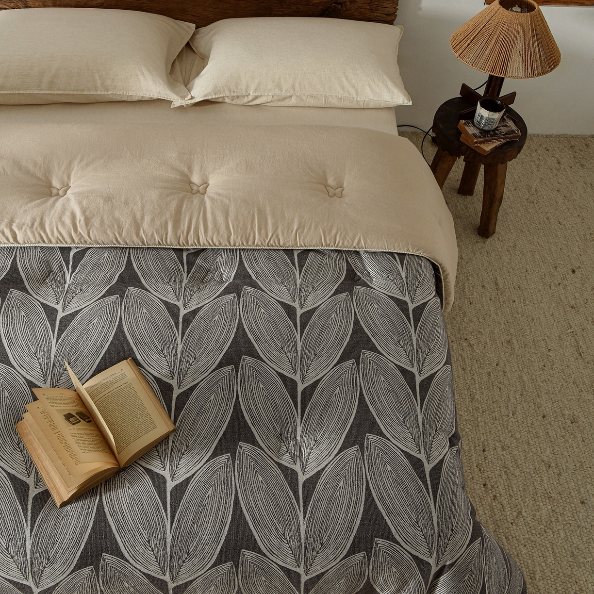 91家纺网 家纺一手货源 找家纺 （总）松色家居 2026新款全棉大豆冬被被子被芯-叶语轻喃-香槟