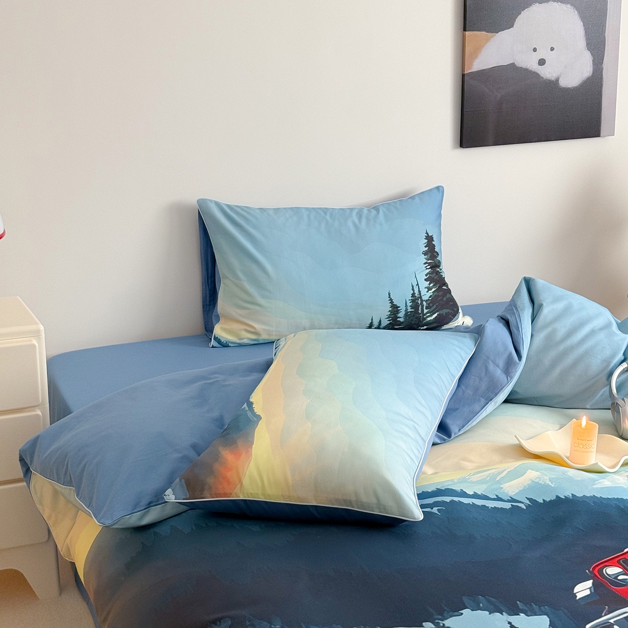 91家纺网 家纺一手货源 找家纺 （总）西西家居 2026新款100支澳棉数码印花独家专版数码汽车系列四件套--雪山穿越