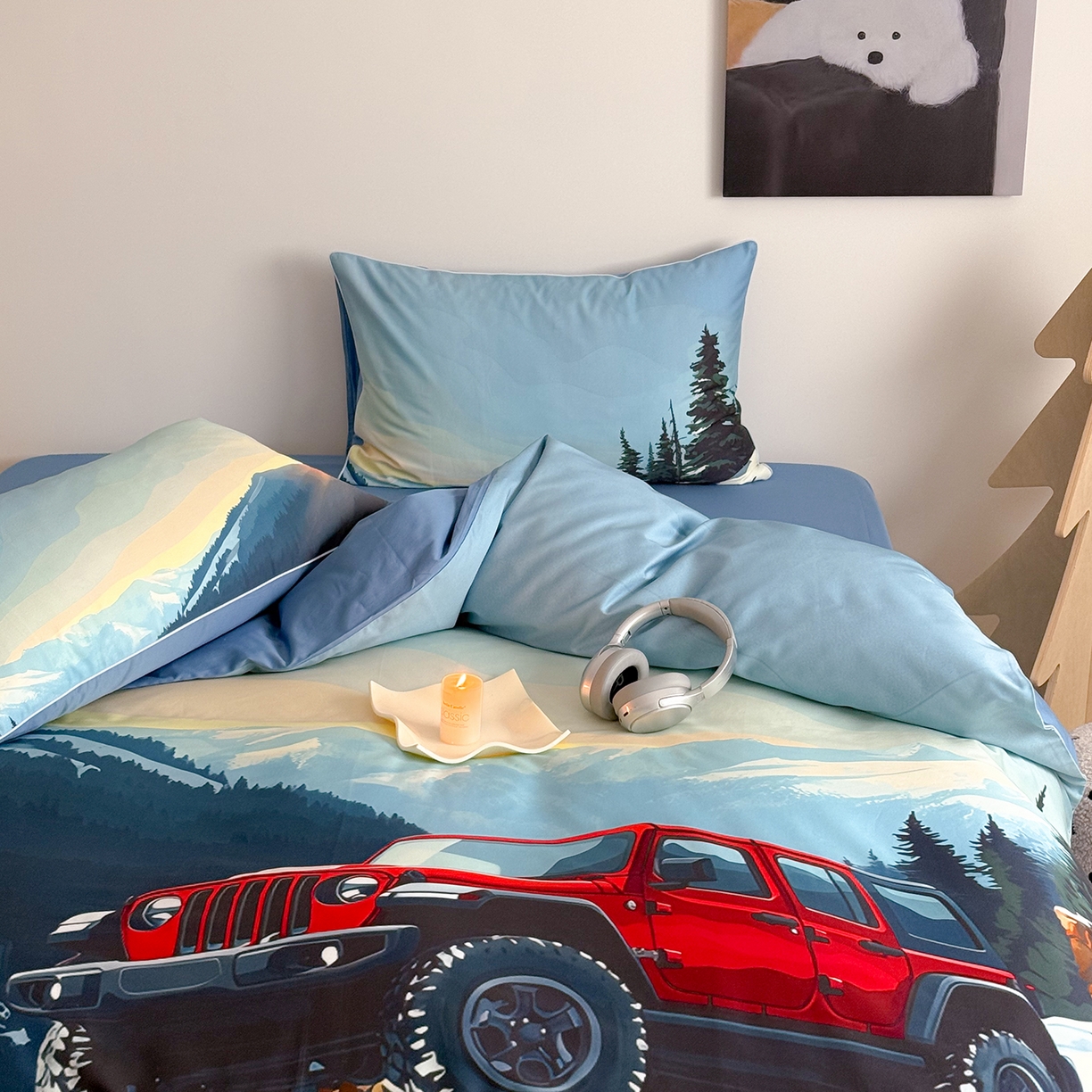 91家纺网 家纺一手货源 找家纺 （总）西西家居 2026新款100支澳棉数码印花独家专版数码汽车系列四件套--雪山穿越