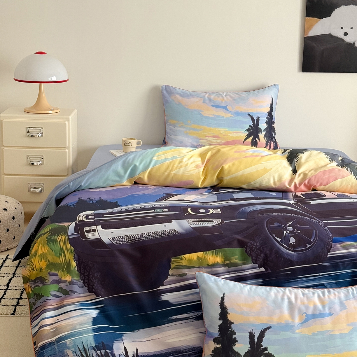 91家纺网 家纺一手货源 找家纺 （总）西西家居 2026新款100支澳棉数码印花独家专版数码汽车系列四件套--卫士