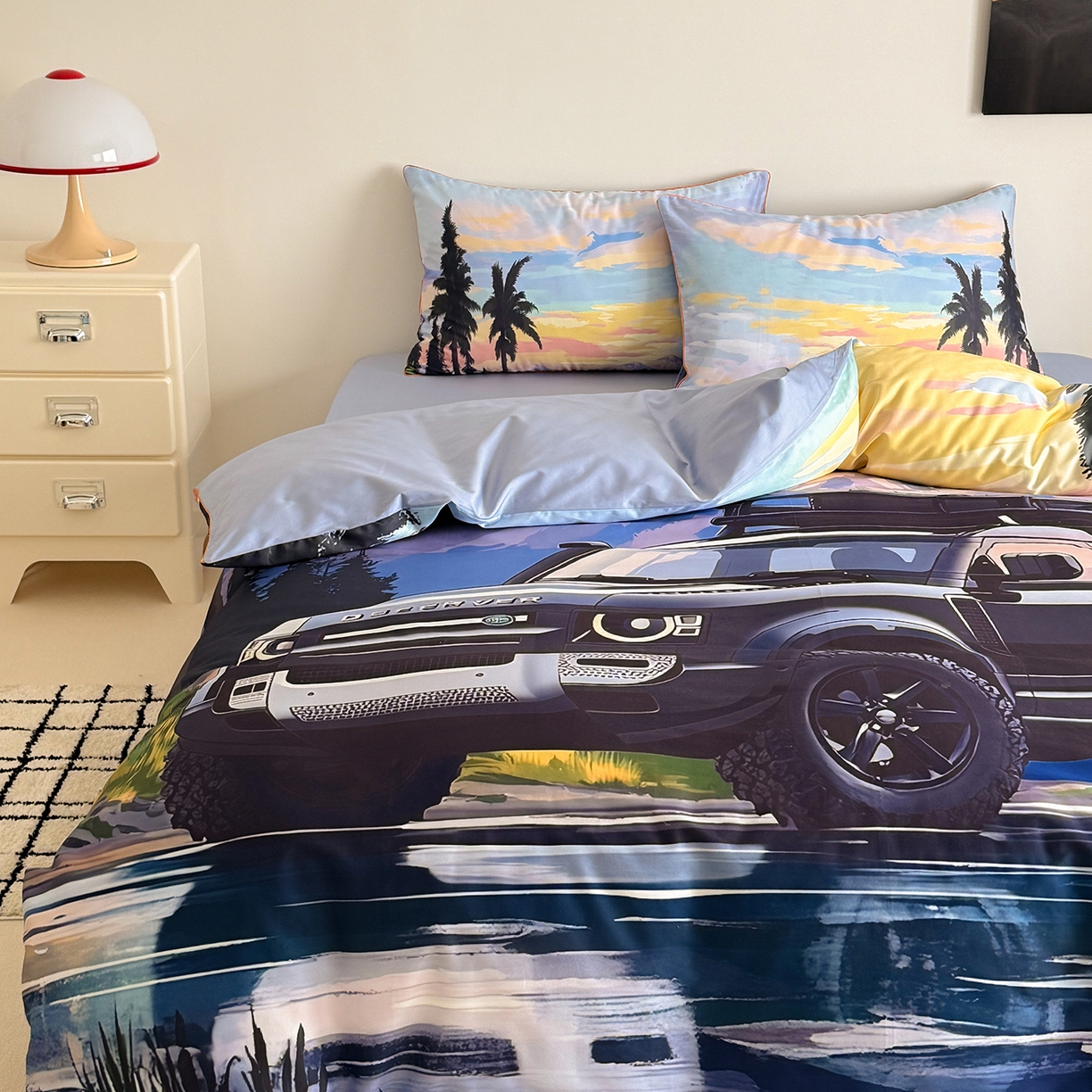 91家纺网 家纺一手货源 找家纺 （总）西西家居 2026新款100支澳棉数码印花独家专版数码汽车系列四件套--卫士