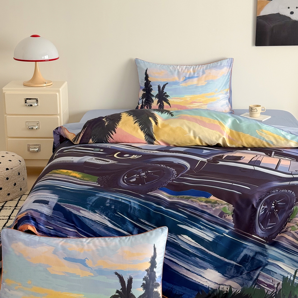 91家纺网 家纺一手货源 找家纺 （总）西西家居 2026新款100支澳棉数码印花独家专版数码汽车系列四件套--卫士