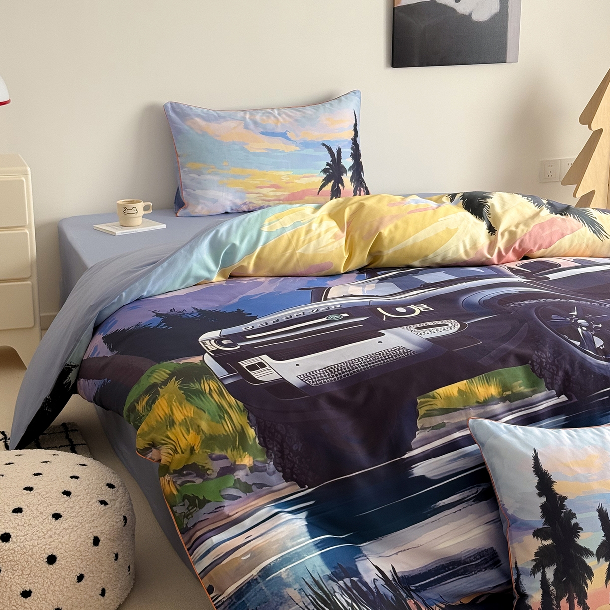 91家纺网 家纺一手货源 找家纺 （总）西西家居 2026新款100支澳棉数码印花独家专版数码汽车系列四件套--卫士