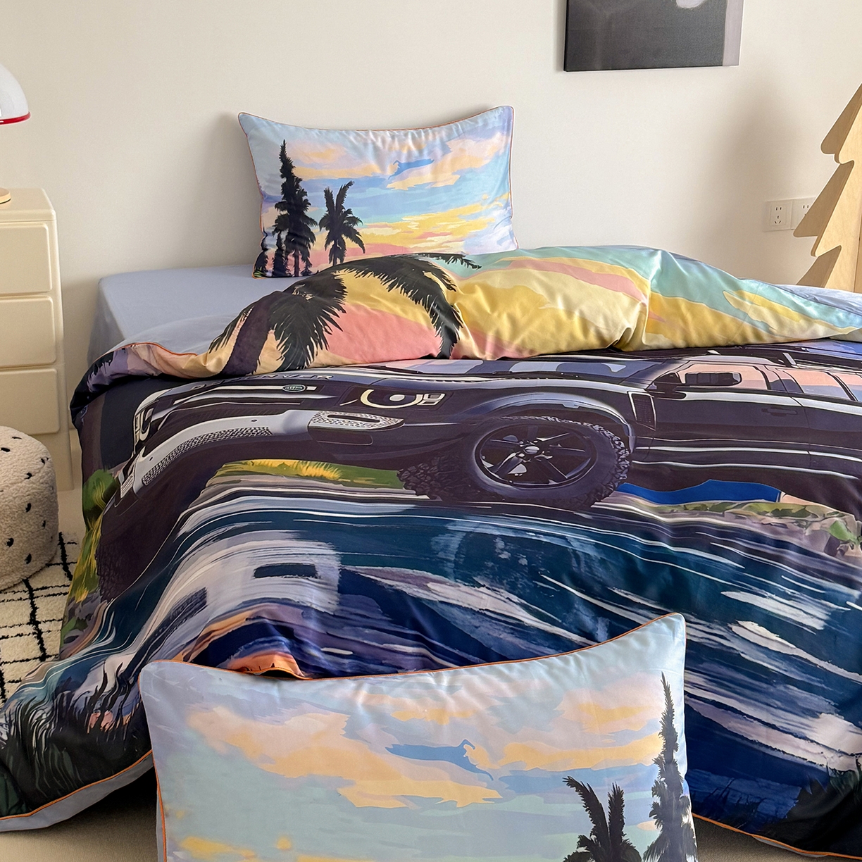 91家纺网 家纺一手货源 找家纺 （总）西西家居 2026新款100支澳棉数码印花独家专版数码汽车系列四件套--卫士