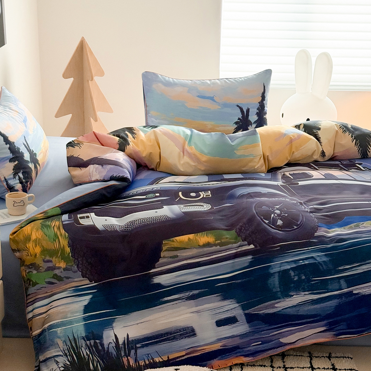 91家纺网 家纺一手货源 找家纺 （总）西西家居 2026新款100支澳棉数码印花独家专版数码汽车系列四件套--卫士