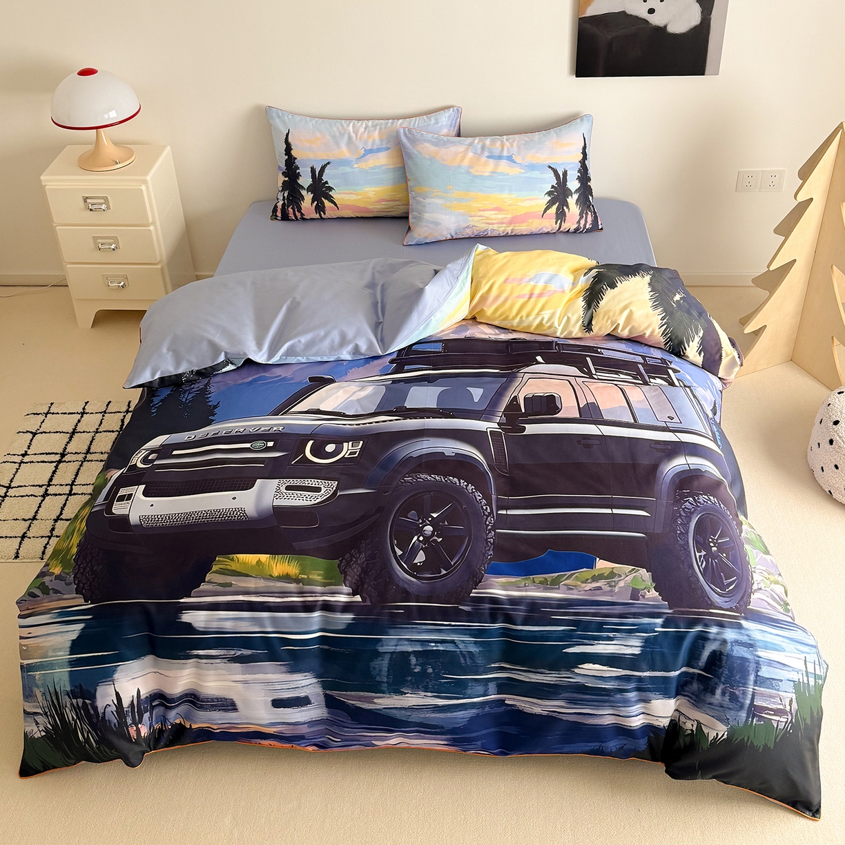 91家纺网 家纺一手货源 找家纺 （总）西西家居 2026新款100支澳棉数码印花独家专版数码汽车系列四件套--卫士