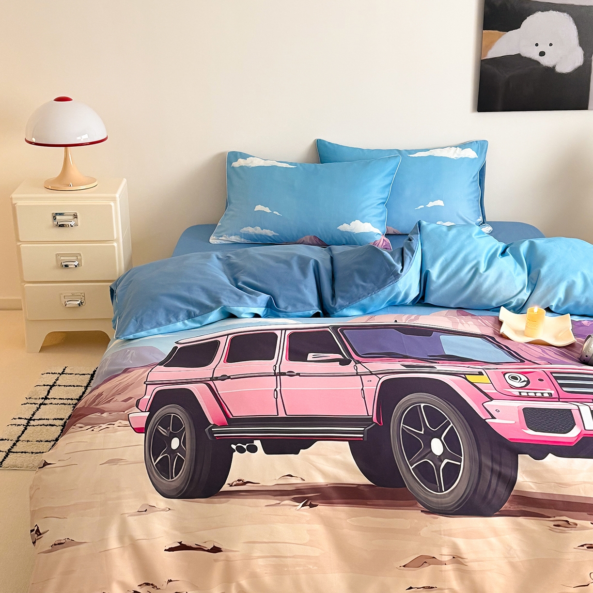 91家纺网 家纺一手货源 找家纺 （总）西西家居 2026新款100支澳棉数码印花独家专版数码汽车系列四件套--穿越沙漠