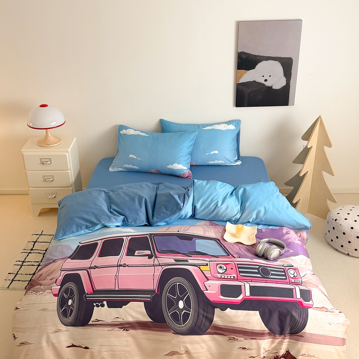 91家纺网 家纺一手货源 找家纺 （总）西西家居 2026新款100支澳棉数码印花独家专版数码汽车系列四件套--穿越沙漠