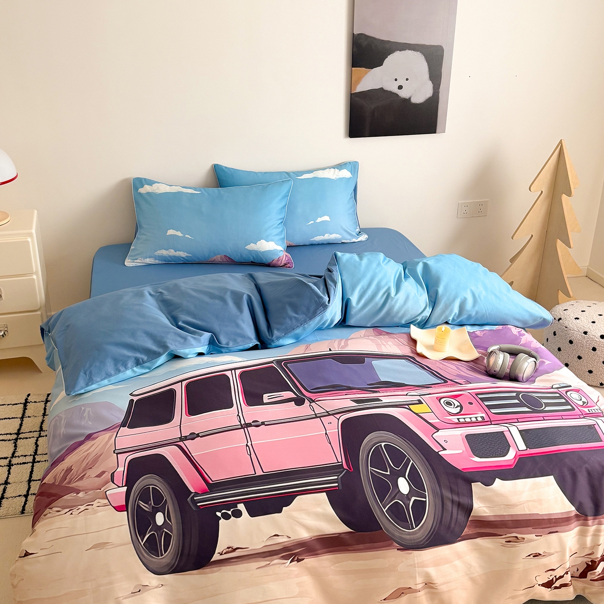 91家纺网 家纺一手货源 找家纺 （总）西西家居 2026新款100支澳棉数码印花独家专版数码汽车系列四件套--穿越沙漠