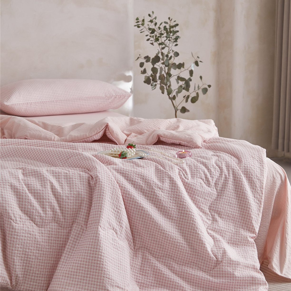 91家纺网 家纺一手货源 找家纺 艺菲阁家纺 2026新款泡芙棉夏被夏凉被空调被 可可粉格