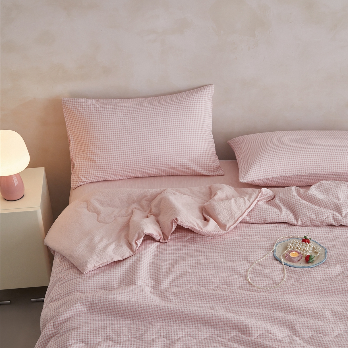 91家纺网 家纺一手货源 找家纺 艺菲阁家纺 2026新款泡芙棉夏被夏凉被空调被 可可粉格