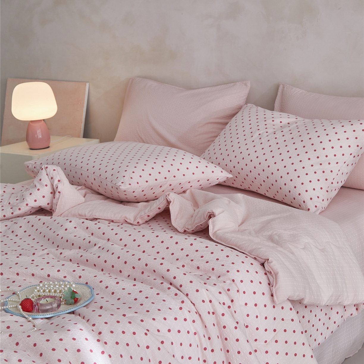 91家纺网 家纺一手货源 找家纺 艺菲阁家纺 2026新款泡芙棉夏被夏凉被空调被 粉雾星点