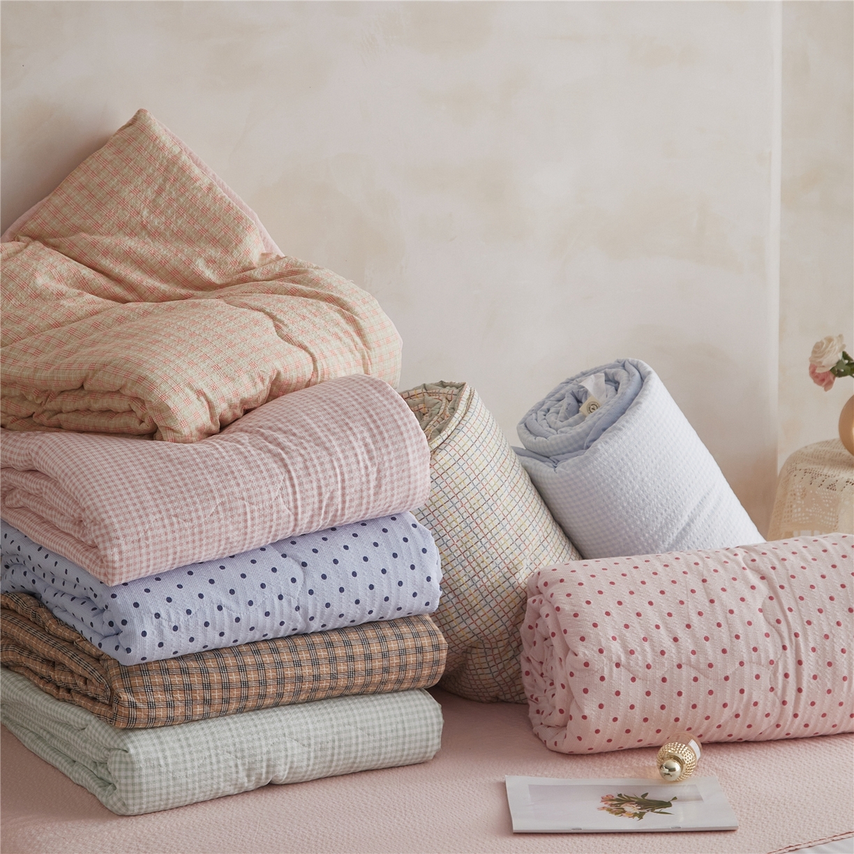 91家纺网 家纺一手货源 找家纺 艺菲阁家纺 2026新款泡芙棉夏被夏凉被空调被 组合图仅供展示不可下单