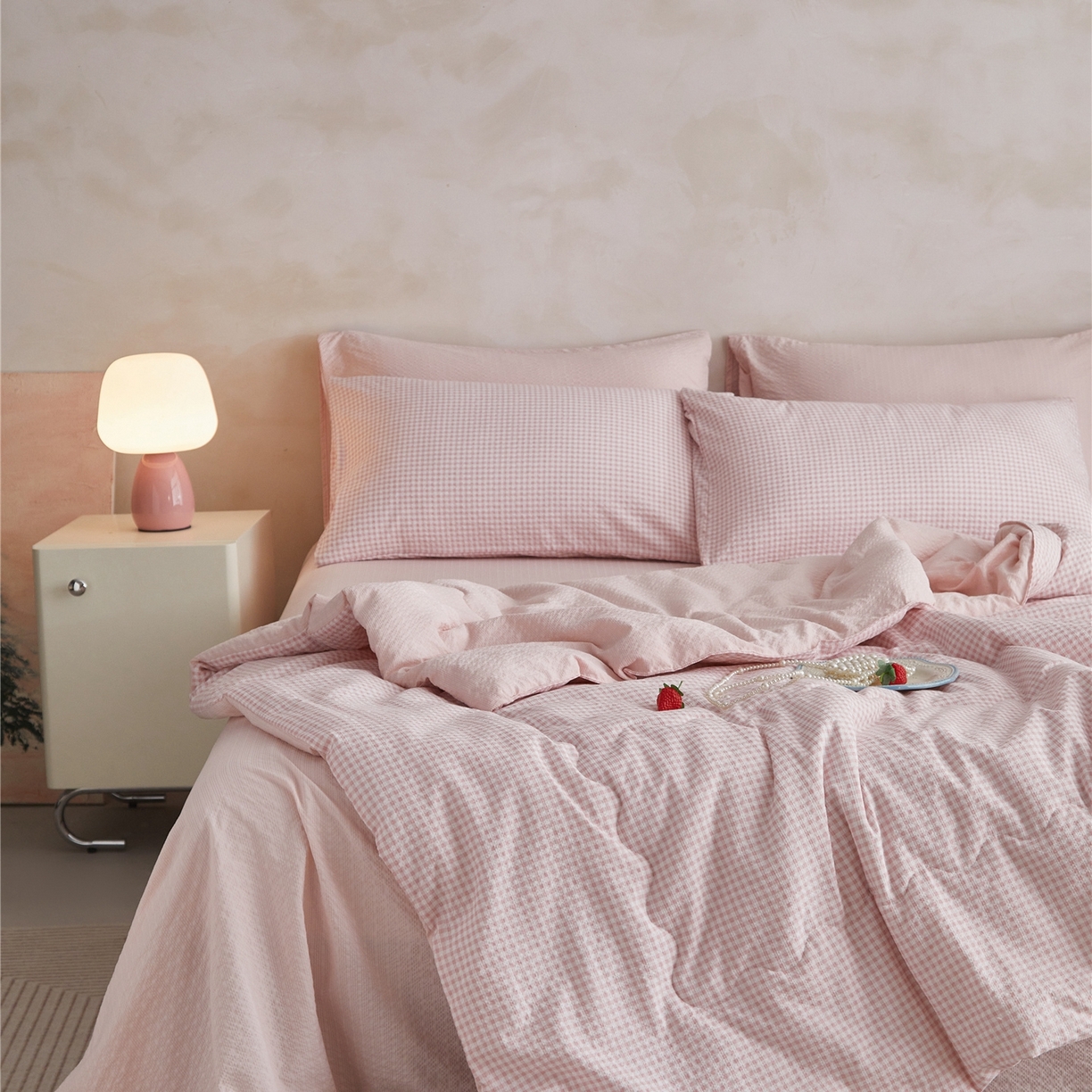 91家纺网 家纺一手货源 找家纺 艺菲阁家纺 2026新款泡芙棉夏被夏凉被空调被 可可粉格