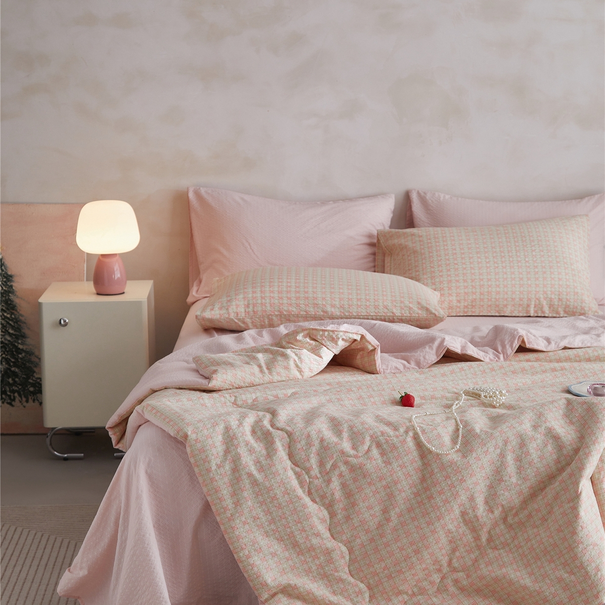 91家纺网 家纺一手货源 找家纺 艺菲阁家纺 2026新款泡芙棉夏被夏凉被空调被 青橘格