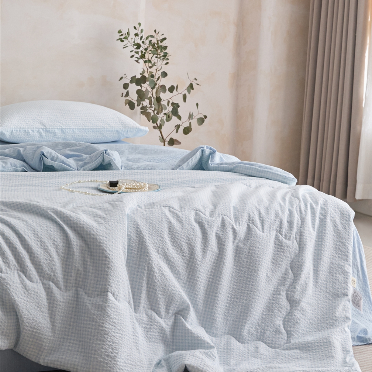 91家纺网 家纺一手货源 找家纺 艺菲阁家纺 2026新款泡芙棉夏被夏凉被空调被 可可蓝格