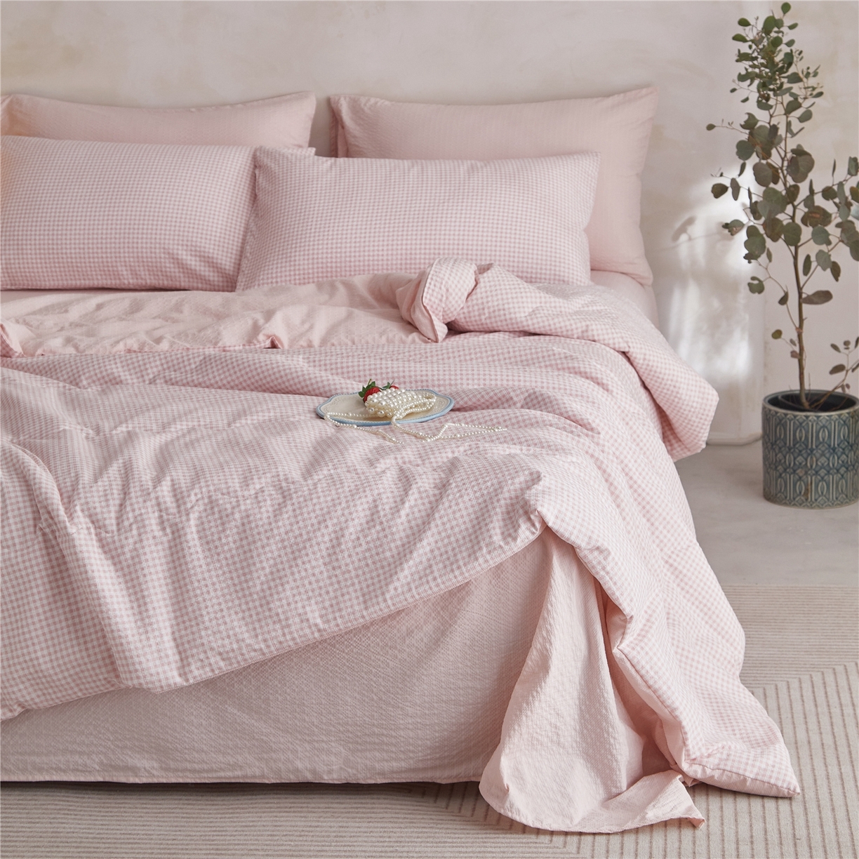 91家纺网 家纺一手货源 找家纺 艺菲阁家纺 2026新款泡芙棉夏被夏凉被空调被 可可粉格