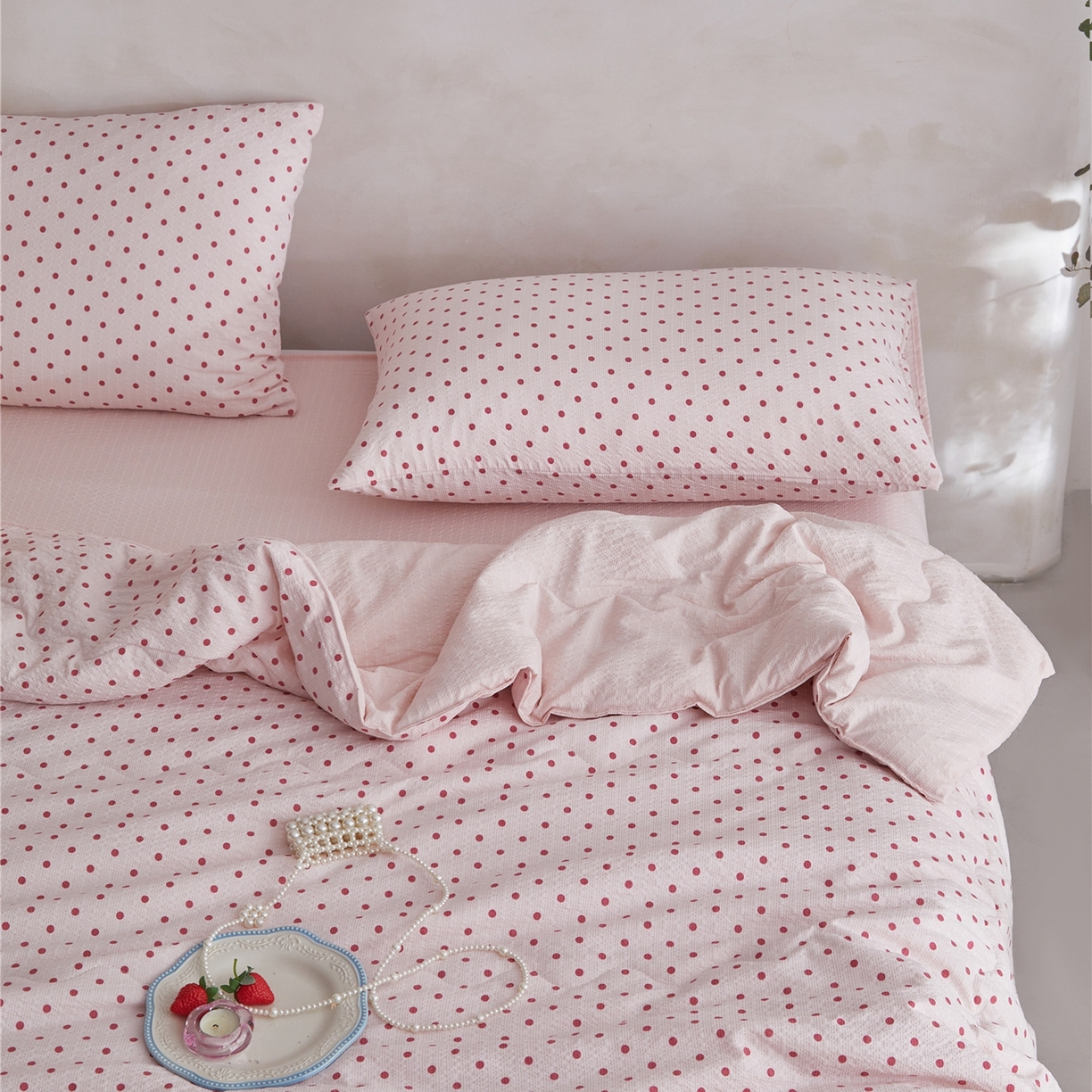 91家纺网 家纺一手货源 找家纺 艺菲阁家纺 2026新款泡芙棉夏被夏凉被空调被 粉雾星点