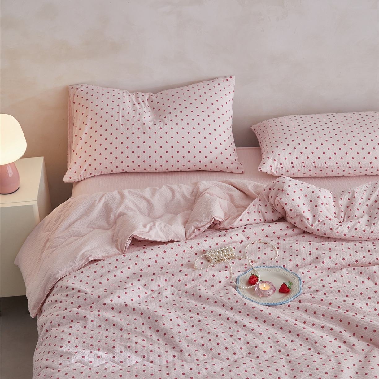 91家纺网 家纺一手货源 找家纺 艺菲阁家纺 2026新款泡芙棉夏被夏凉被空调被 粉雾星点