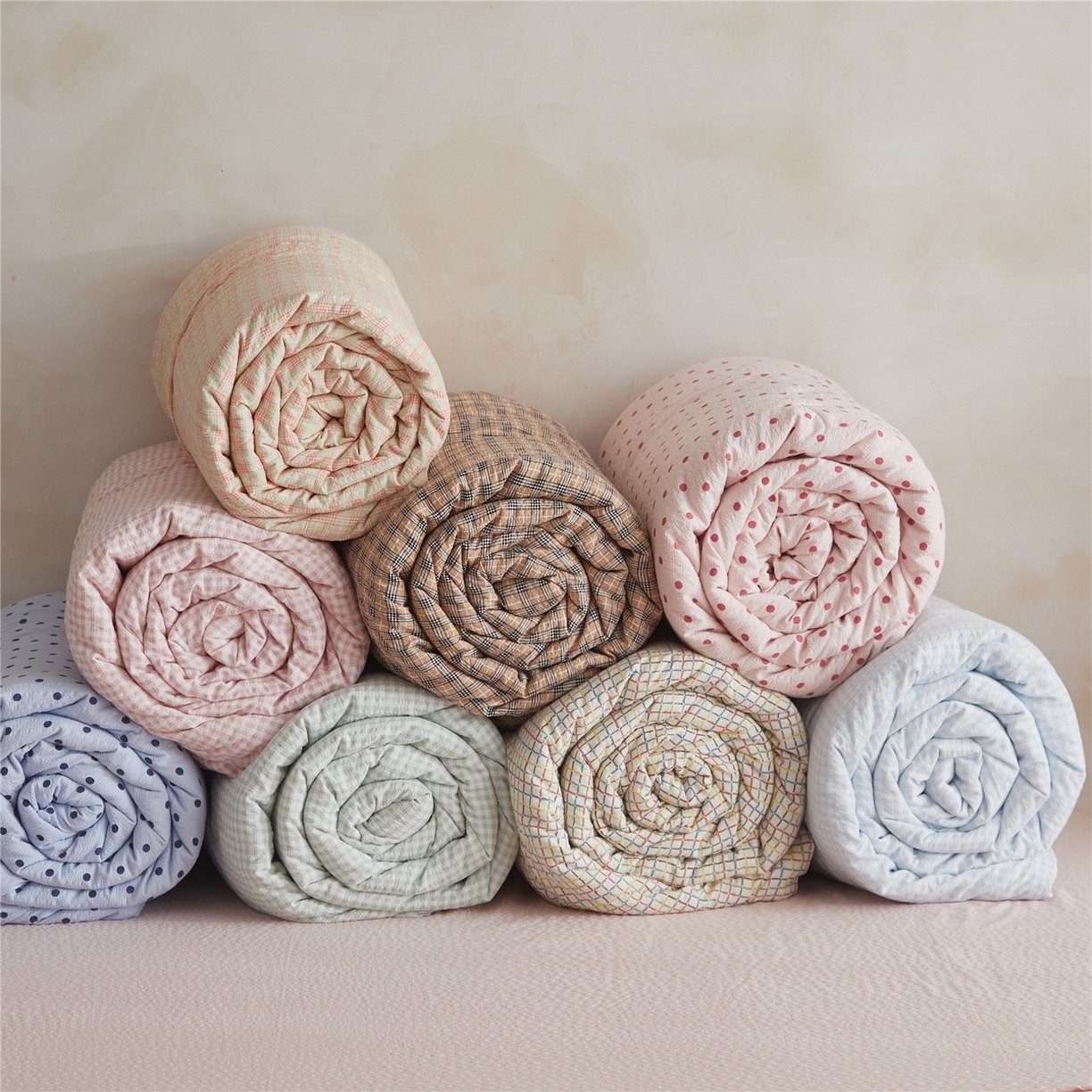 91家纺网 家纺一手货源 找家纺 艺菲阁家纺 2026新款泡芙棉夏被夏凉被空调被 组合图仅供展示不可下单