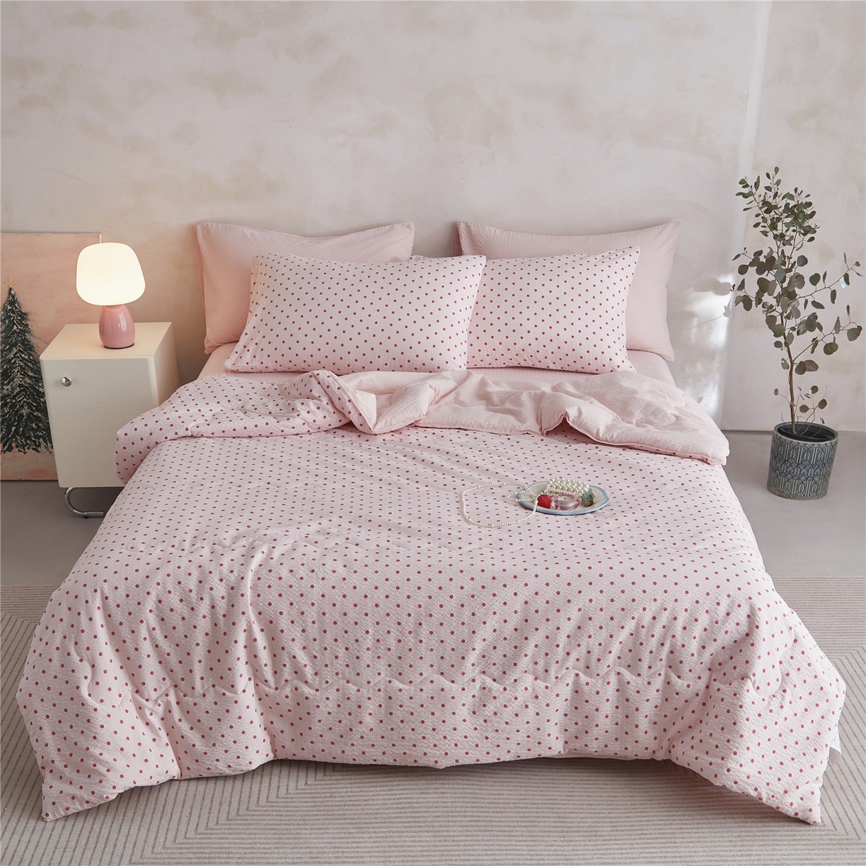 91家纺网 家纺一手货源 找家纺 艺菲阁家纺 2026新款泡芙棉夏被夏凉被空调被 粉雾星点