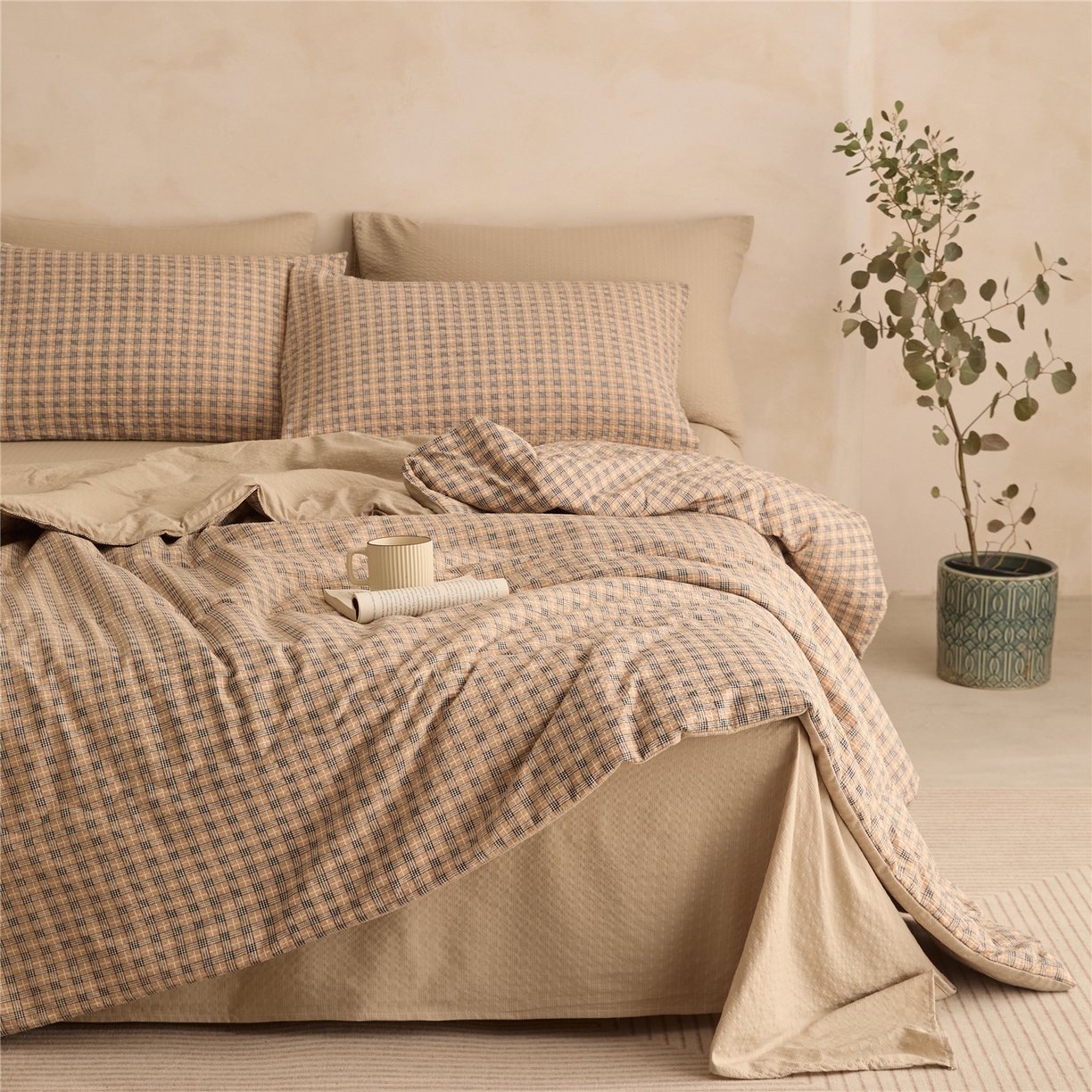 91家纺网 家纺一手货源 找家纺 艺菲阁家纺 2026新款泡芙棉夏被夏凉被空调被 古典格