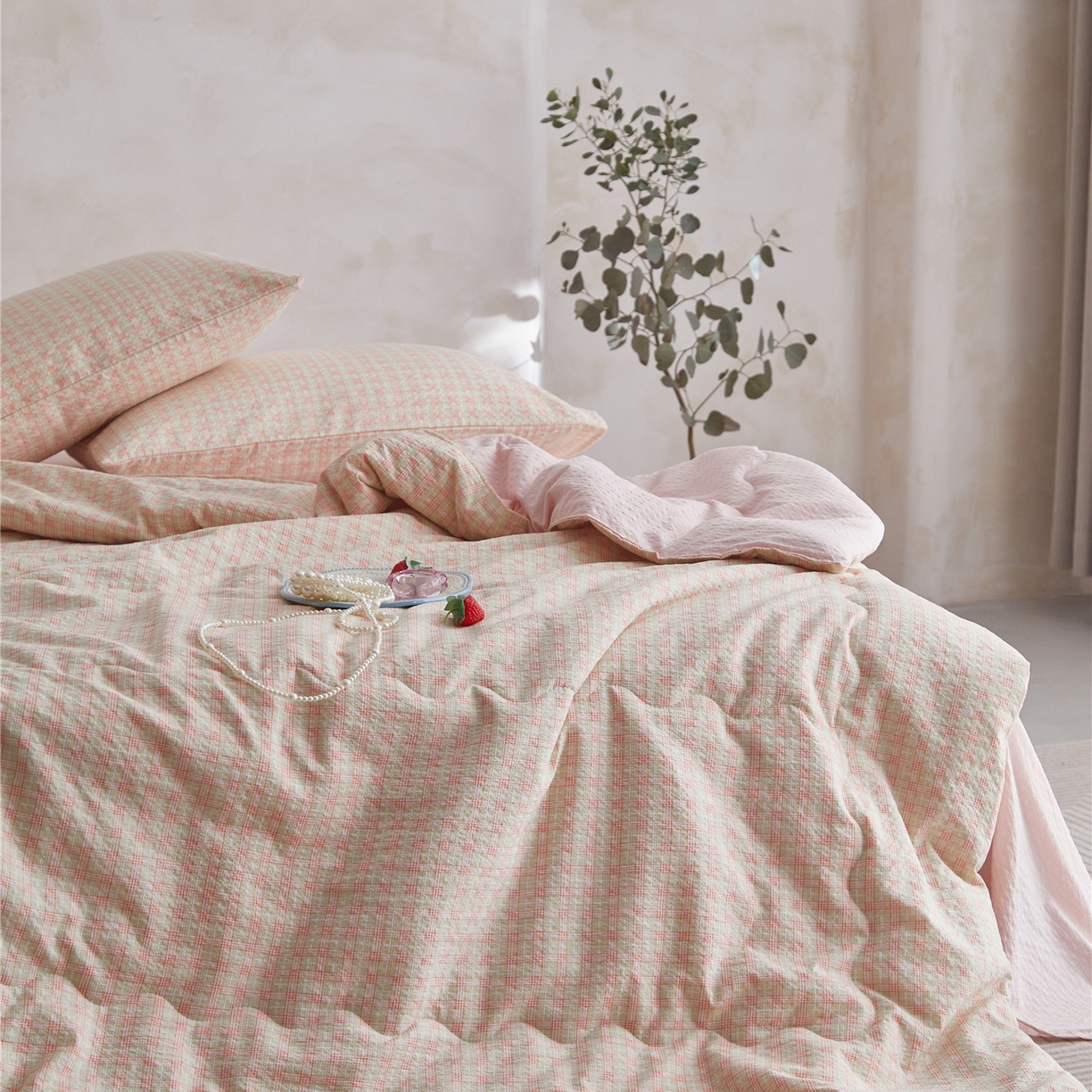 91家纺网 家纺一手货源 找家纺 艺菲阁家纺 2026新款泡芙棉夏被夏凉被空调被 青橘格