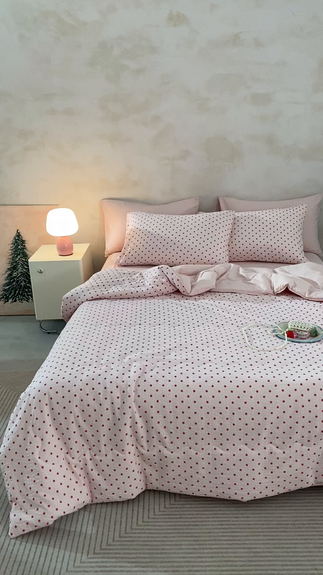 91家纺网 家纺一手货源 找家纺 艺菲阁家纺 2026新款泡芙棉夏被夏凉被空调被 粉雾星点