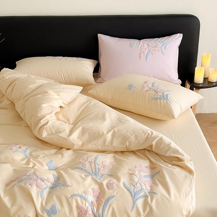 91家纺网 家纺一手货源 找家纺 Mr.pig猪先生水洗棉 2026新款全棉水洗棉毛巾绣四件套（展示价格为控价，实际价格请联系客服 墨染-杏仁白