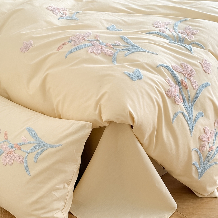 91家纺网 家纺一手货源 找家纺 Mr.pig猪先生水洗棉 2026新款全棉水洗棉毛巾绣四件套（展示价格为控价，实际价格请联系客服 墨染-杏仁白