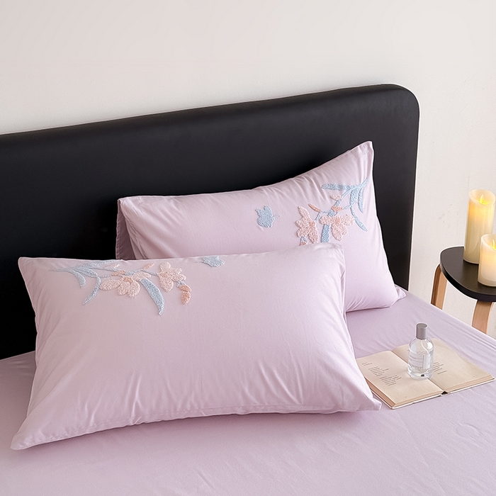 91家纺网 家纺一手货源 找家纺 Mr.pig猪先生水洗棉 2026新款全棉水洗棉毛巾绣四件套（展示价格为控价，实际价格请联系客服 墨染-微微紫