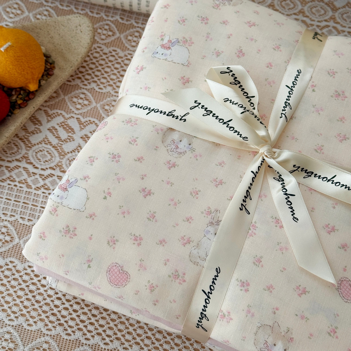 91家纺网 家纺一手货源 找家纺 于果 2026新款全棉纯棉双层纱四件套 卷耳小姐