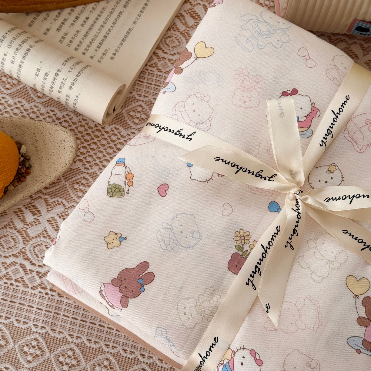 91家纺网 家纺一手货源 找家纺 于果 2026新款全棉纯棉双层纱四件套 卡卡乐园