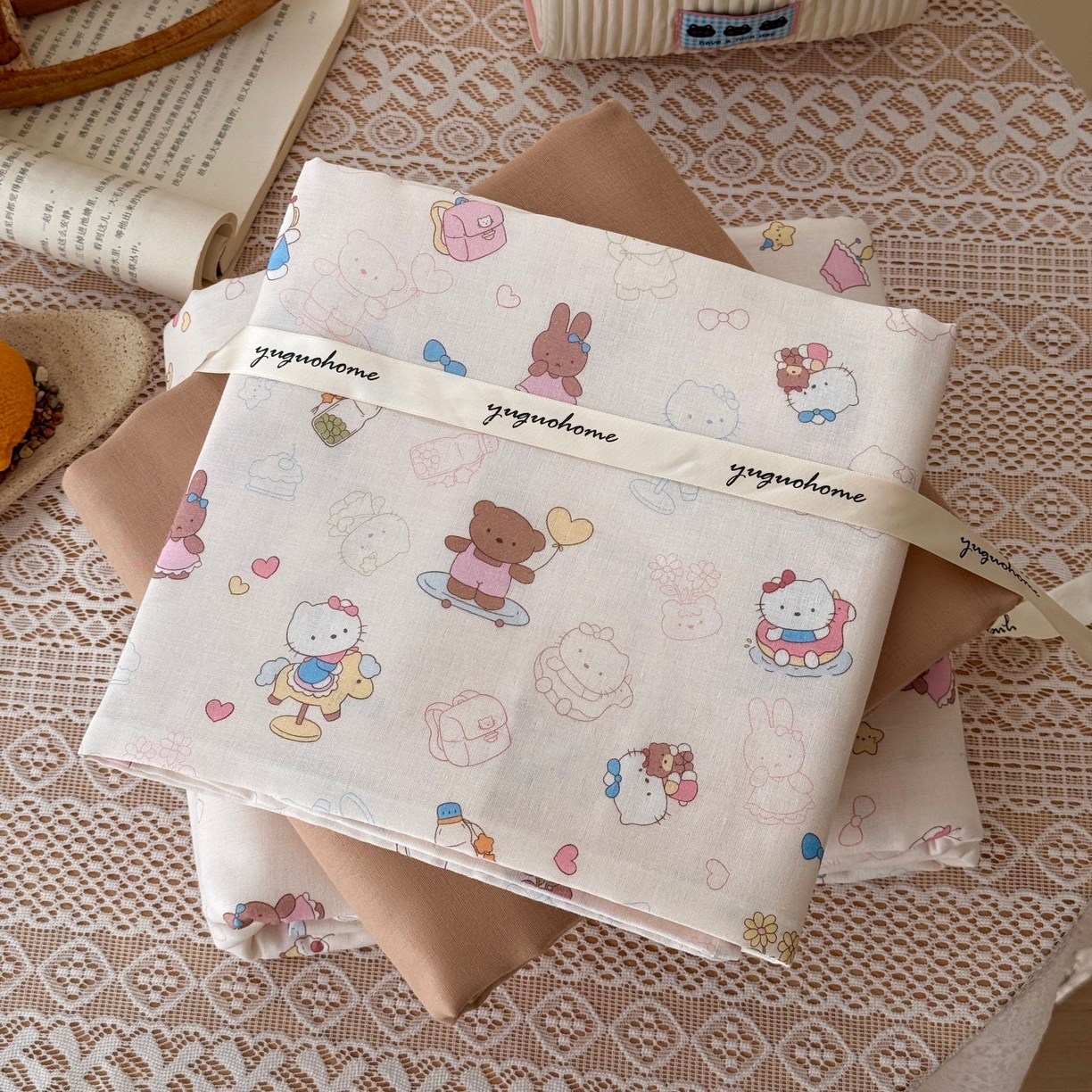 91家纺网 家纺一手货源 找家纺 于果 2026新款全棉纯棉双层纱四件套 卡卡乐园