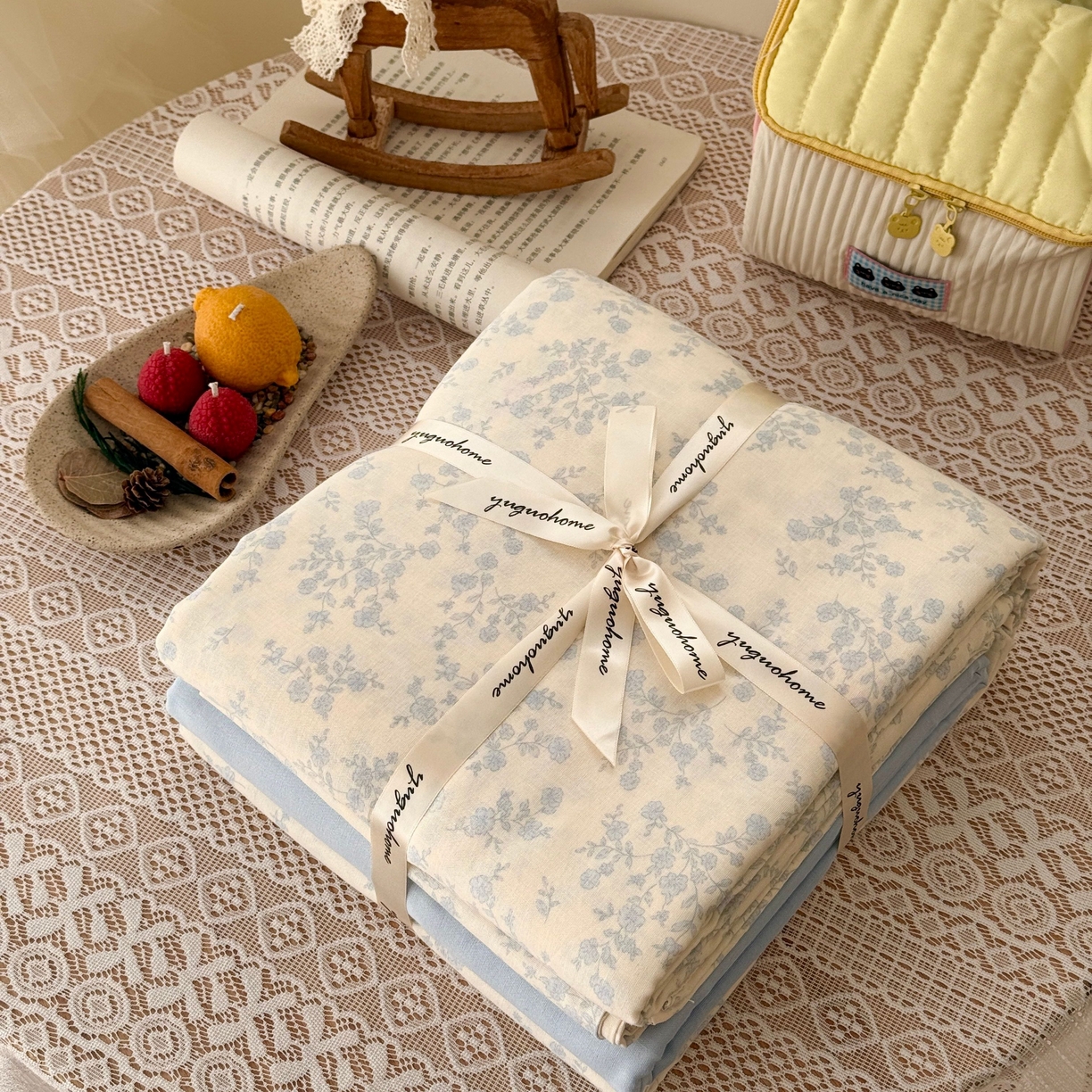 于果 2026新款全棉纯棉双层纱四件套 连理枝