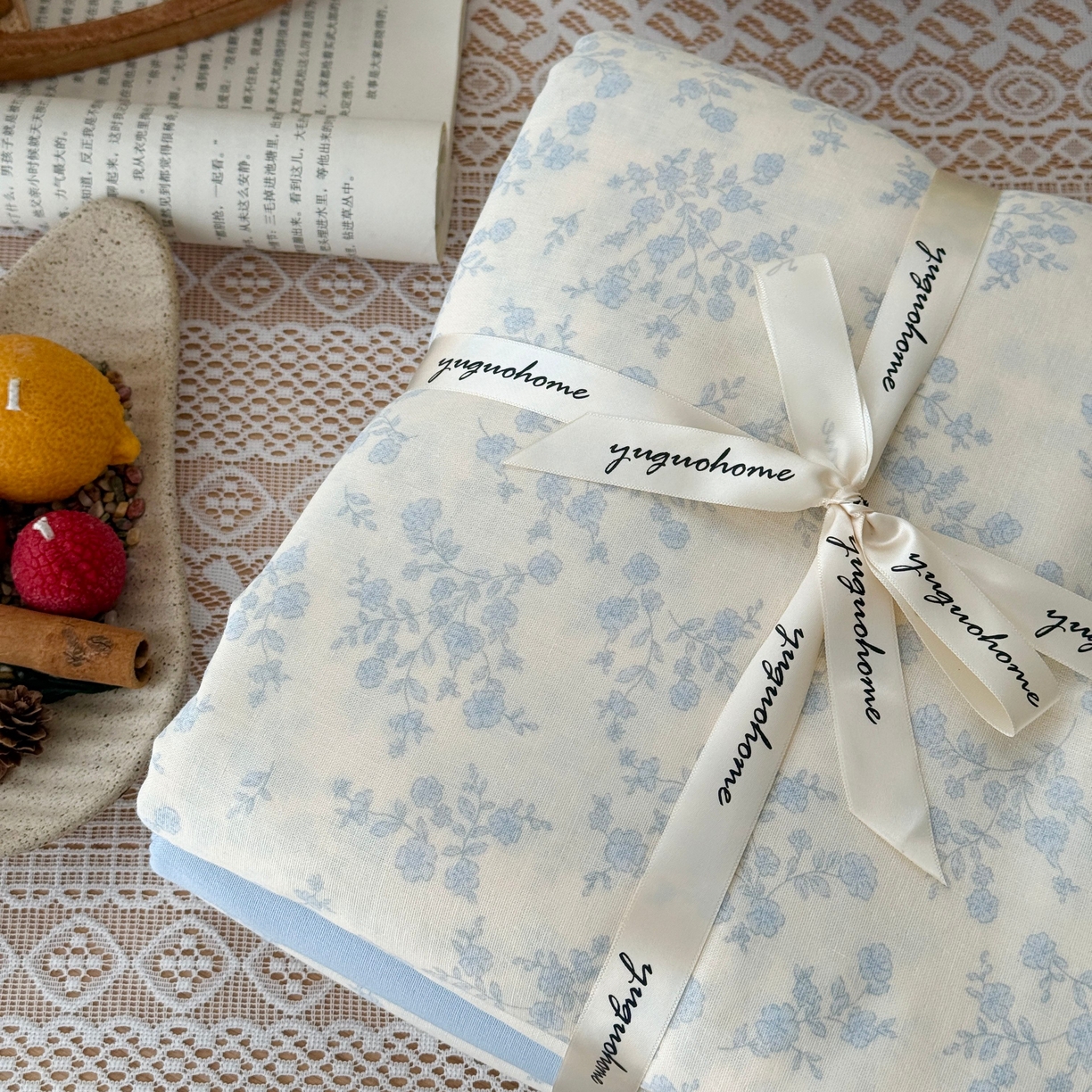 91家纺网 家纺一手货源 找家纺 于果 2026新款全棉纯棉双层纱四件套 连理枝