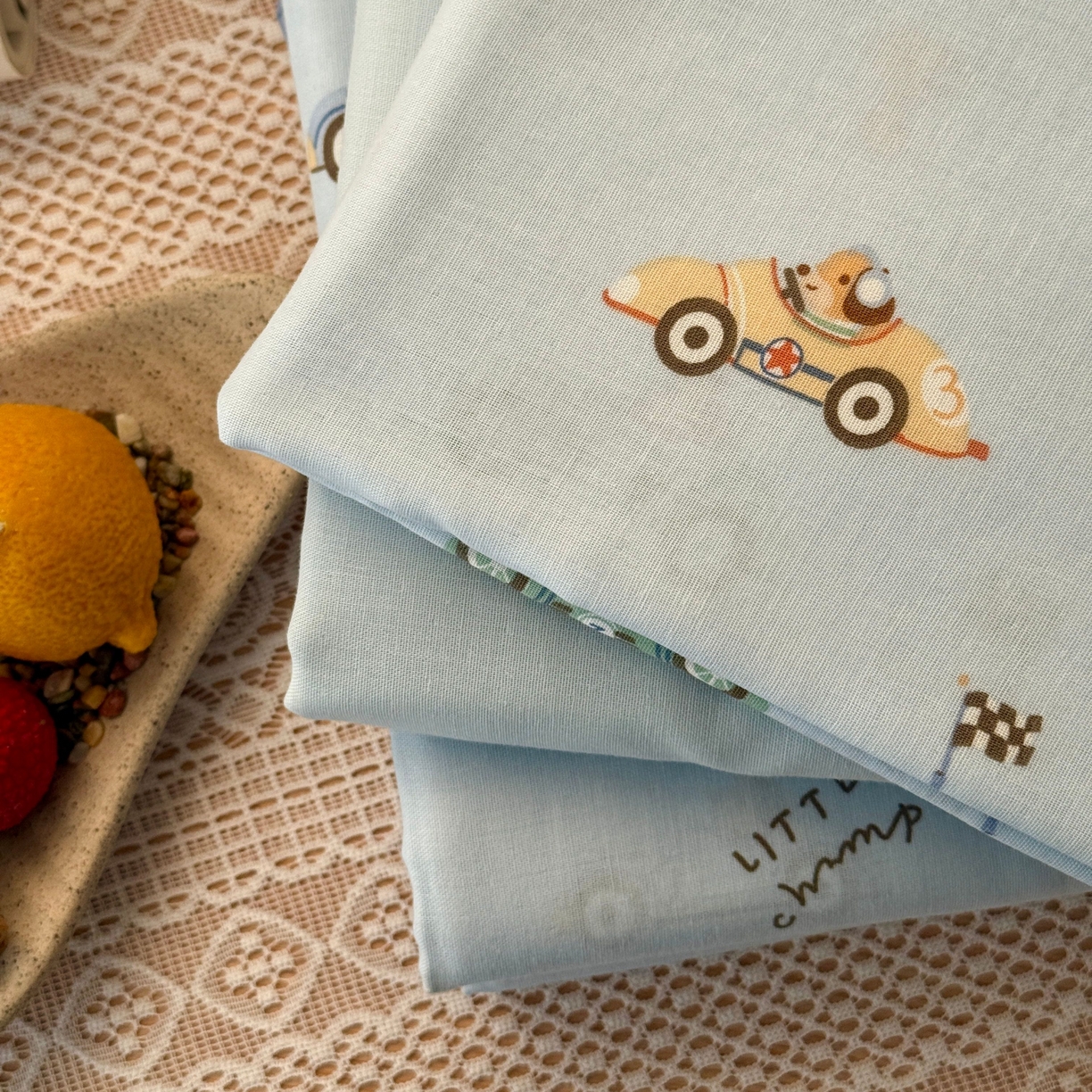 91家纺网 家纺一手货源 找家纺 于果 2026新款全棉纯棉双层纱四件套 汽车狗