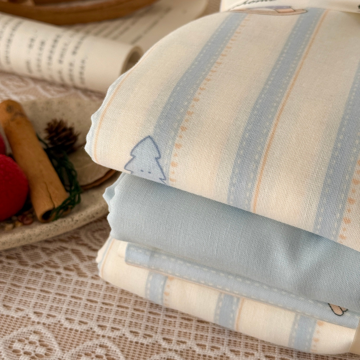 91家纺网 家纺一手货源 找家纺 于果 2026新款全棉纯棉双层纱四件套 跷跷马