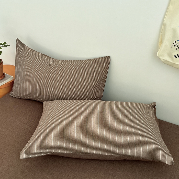 91家纺网 家纺一手货源 找家纺 莱茵家居 2026新款A类全棉色织日系芝麻锻纹套件-暮云系列 暮云-棕咖